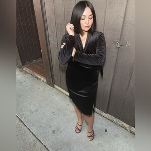 Vintage Elegant Black Velvet Dress